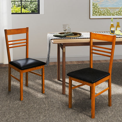 Wood Dining Chairs Set of 2 with Rubber Wood Frame-Walnut