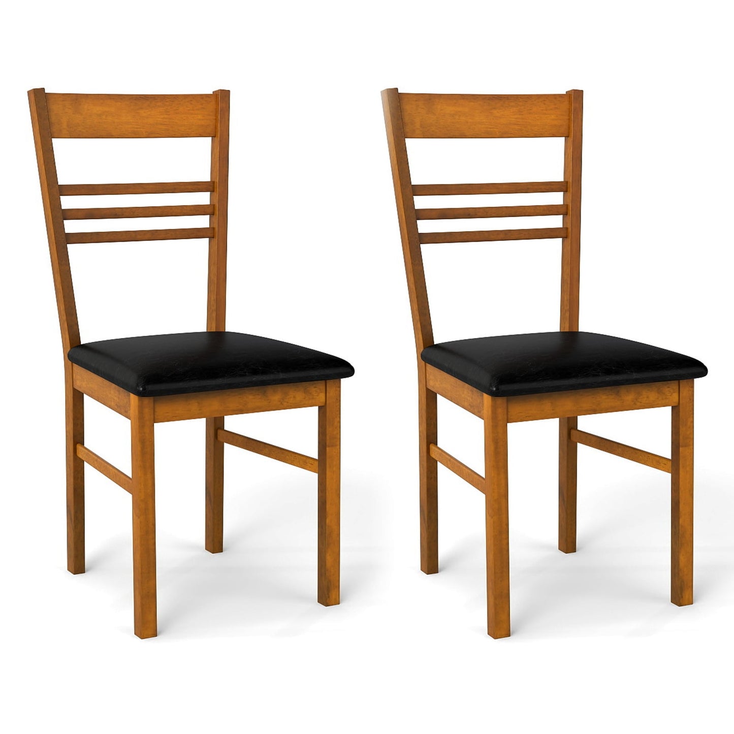Wood Dining Chairs Set of 2 with Rubber Wood Frame-Walnut