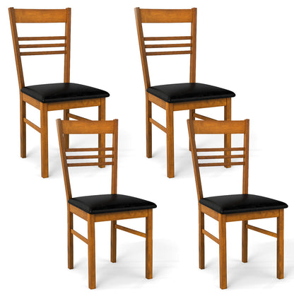 Wood Dining Chairs Set of 4 with Rubber Wood Frame-Walnut