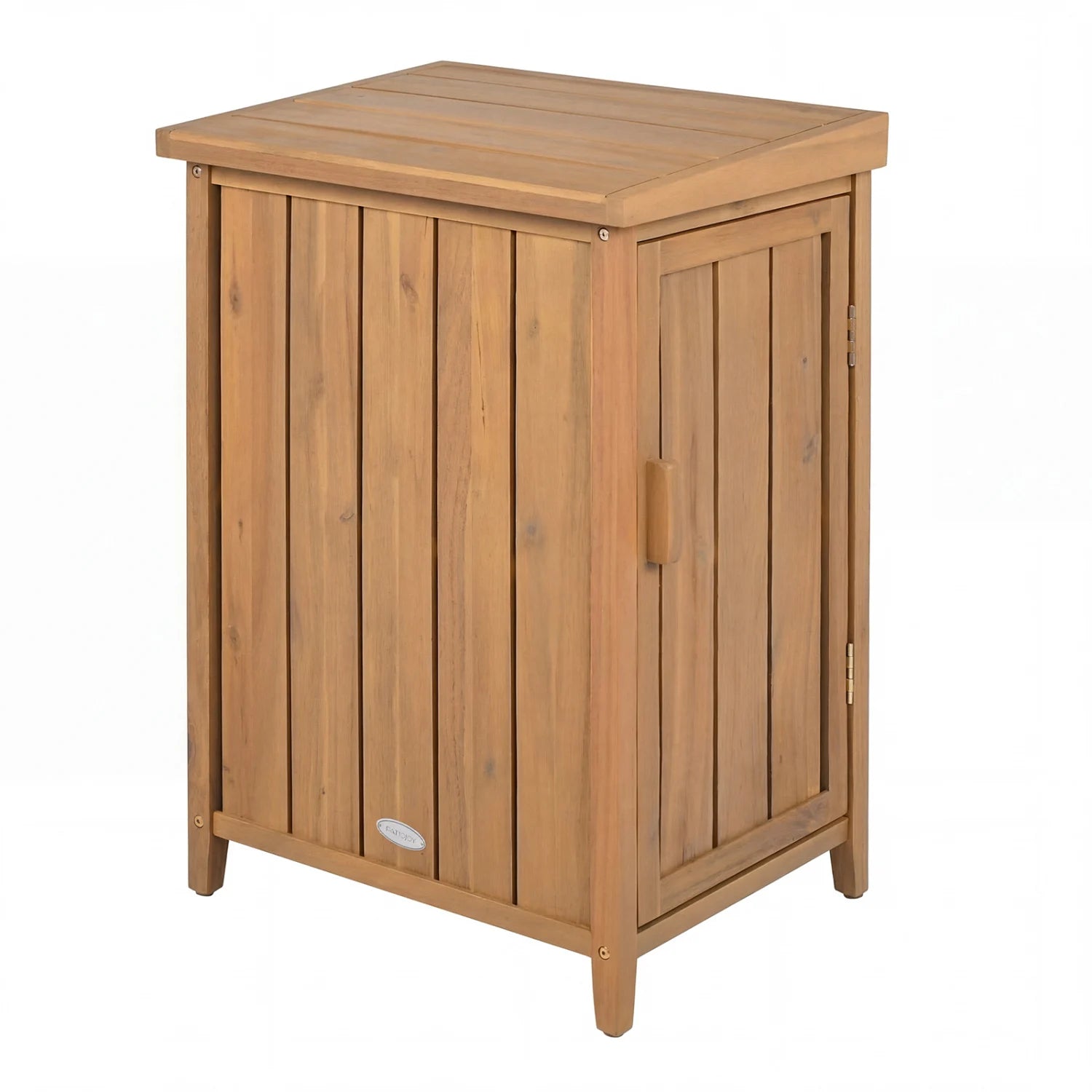 Wood package delivery box with openable lid and removable shelf, outdoor storage shed by Wilsons Home Store for garden use