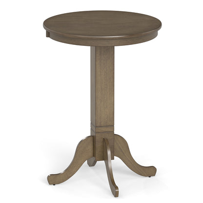 Wood Pub Round Dining Table with Pedestal Base-Gray