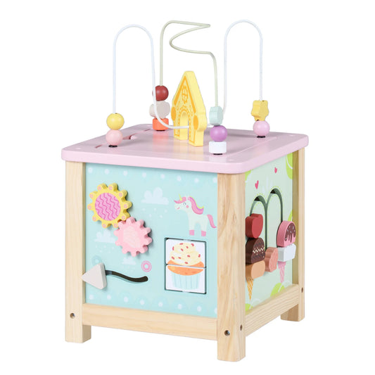 Wooden Activity Cube with Montessori Sensory Toys for 18+ Months Toddlers