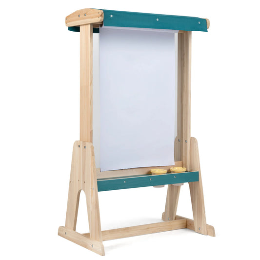 Wooden Art Easel for Kids with Transparent Board and Paper Roll-Natural