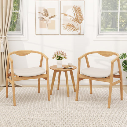 Wooden Bamboo Accent Chair with Armrest and Curved Backrest-Natural