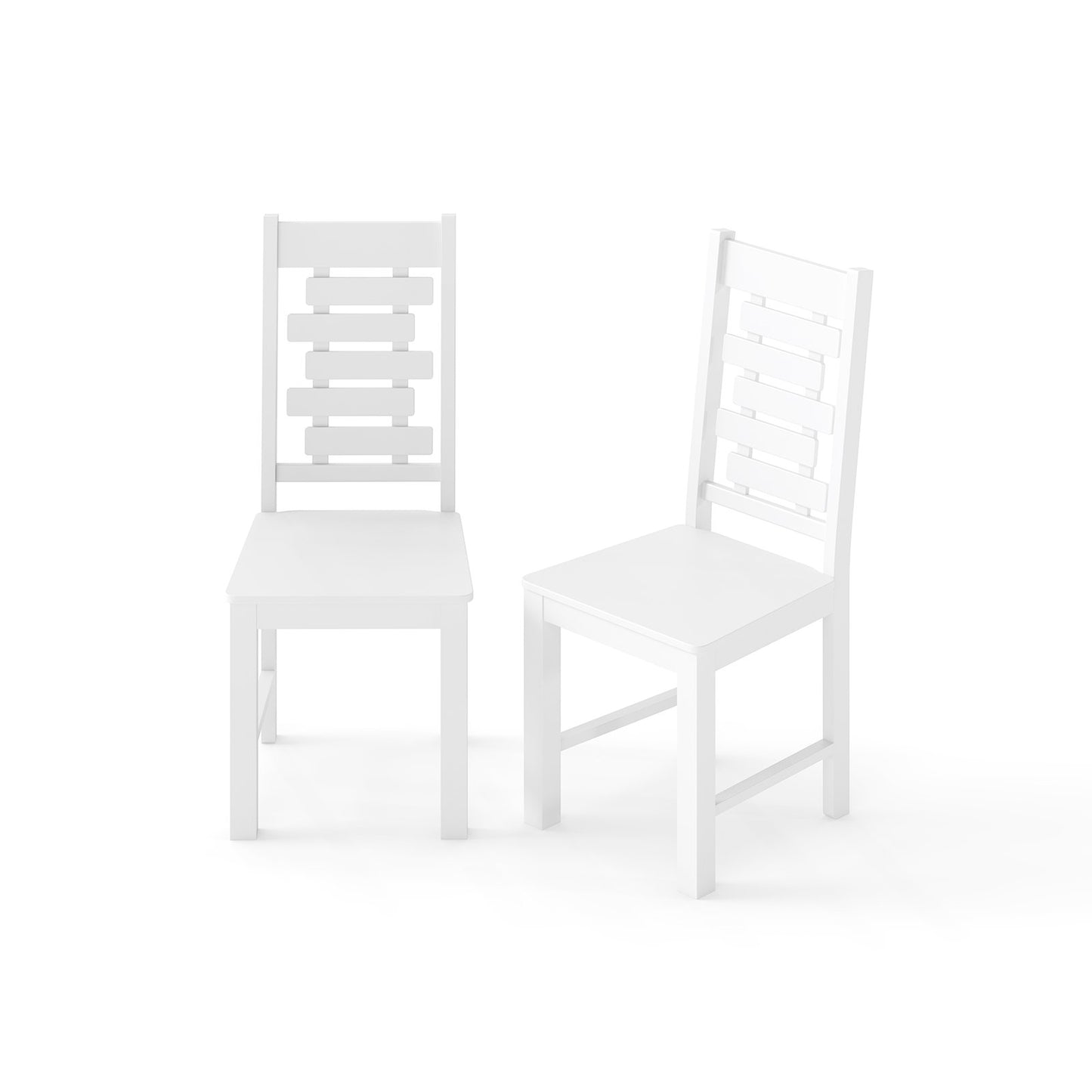 Wooden Dining Chair Set of 2 Solid Rubber Wood Kitchen Chairs-Black