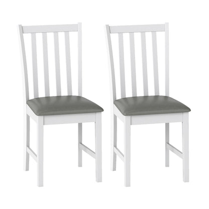 Wooden Dining Chair Set of 2 with Rubber Wood Frame and Padded Seat-Brown