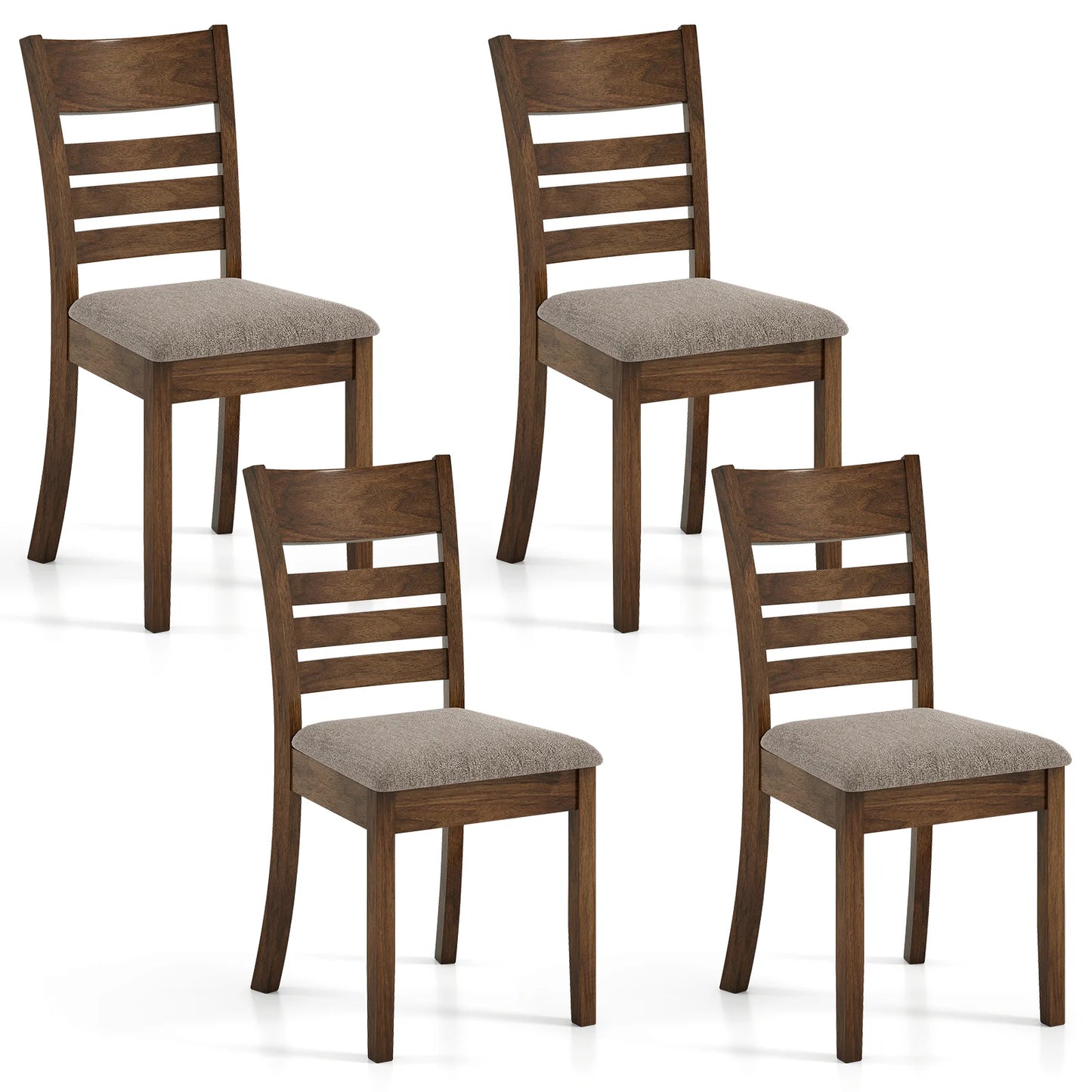 Wooden Dining Chairs Set of 4 Upholstered Kitchen Chairs with Rubber Wood Frame-Black