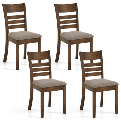 Wooden Dining Chairs Set of 4 Upholstered Kitchen Chairs with Rubber Wood Frame-Black