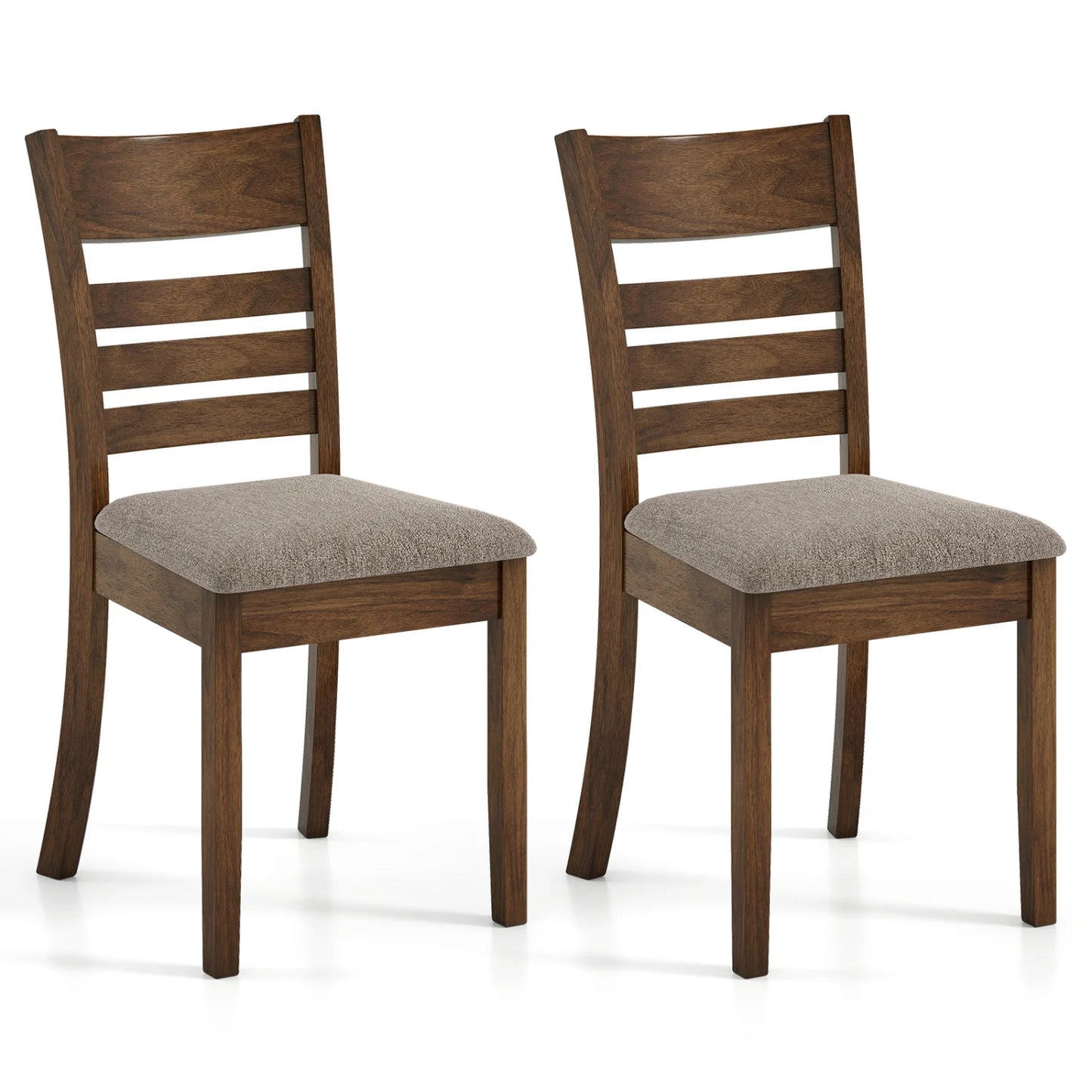 Wooden Dining Chairs Set of 2 Upholstered Kitchen Chairs with Rubber Wood Frame-Black