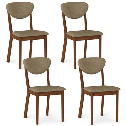 Wooden Dining Chairs Set of 4 with Padded Seat Back for Dining Room-Brown