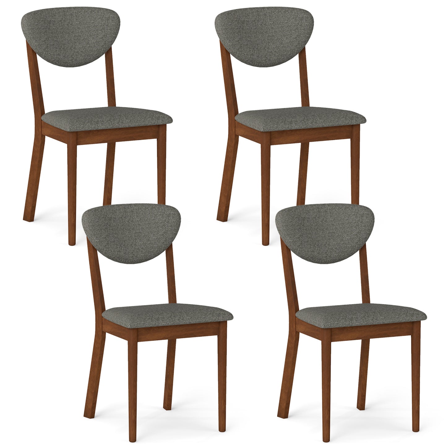 Wooden Dining Chairs Set of 4 with Padded Seat Back for Dining Room-Brown