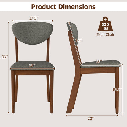 Wooden Dining Chairs Set of 4 with Padded Seat Back for Dining Room-Brown