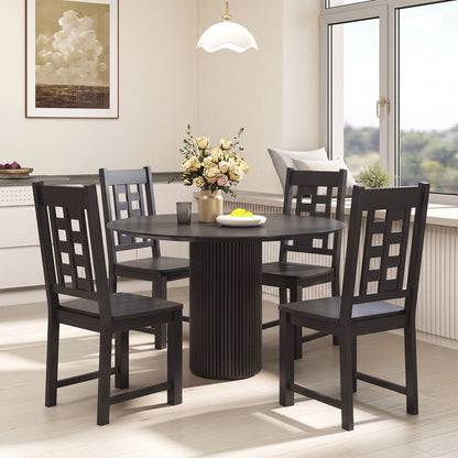 Wooden Dining Chairs Set of 4 Kitchen Chair with Solid Rubber Wood Frame-Black