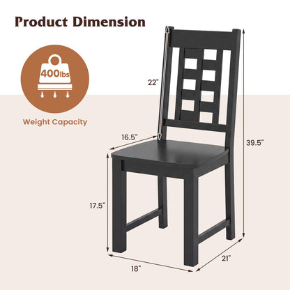 Wooden Dining Chairs Set of 4 Kitchen Chair with Solid Rubber Wood Frame-Black