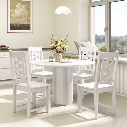 Wooden Dining Chairs Set of 4 Kitchen Chair with Solid Rubber Wood Frame-Black