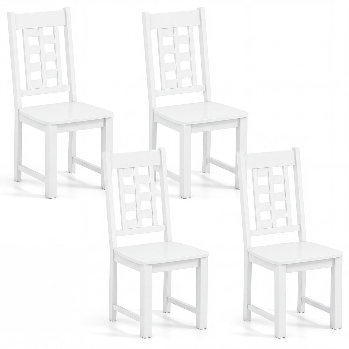 Wooden Dining Chairs Set of 4 Kitchen Chair with Solid Rubber Wood Frame-Black