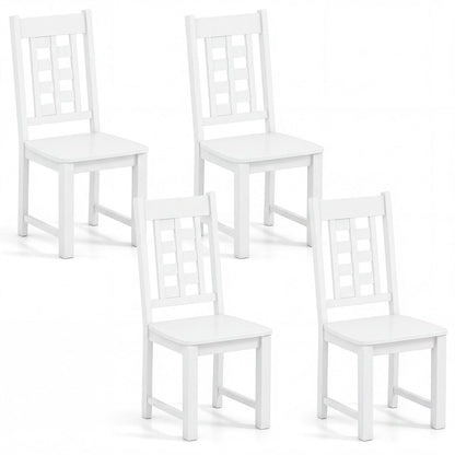 Wooden Dining Chairs Set of 4 Kitchen Chair with Solid Rubber Wood Frame-Black
