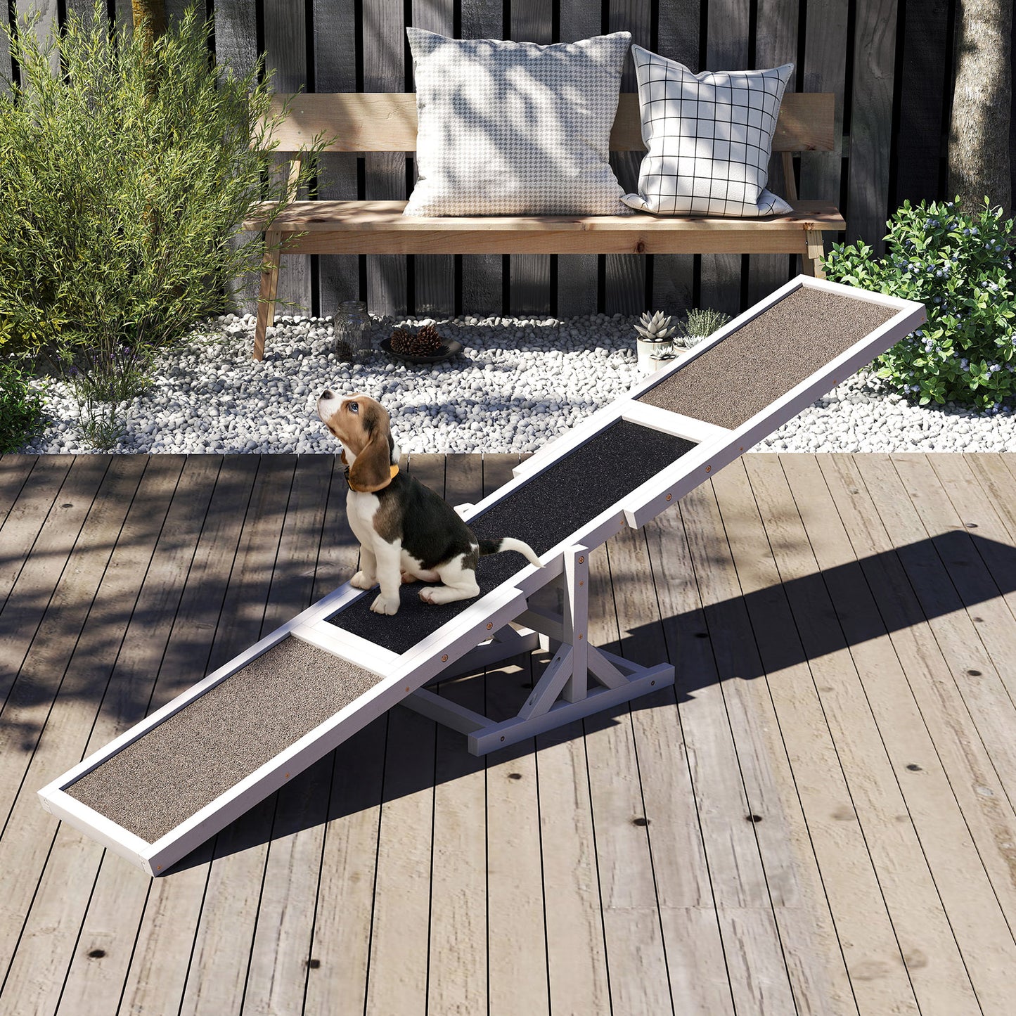 Wooden Dog Agility Seesaw Dog Outdoor Run Game Toy for Obstacle Courses-Gray