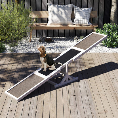 Wooden Dog Agility Seesaw Dog Outdoor Run Game Toy for Obstacle Courses-Gray