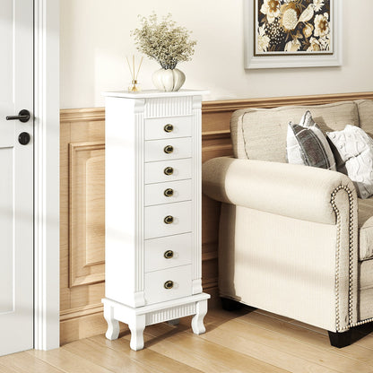 Wooden Jewelry Armoire Cabinet Storage Chest with Drawers and Swing Doors-Black