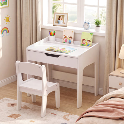 Wooden Kids Desk and Chair Set for Reading Drawing Playing-Natural