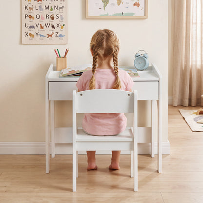 Wooden Kids Desk and Chair Set for Reading Drawing Playing-Natural