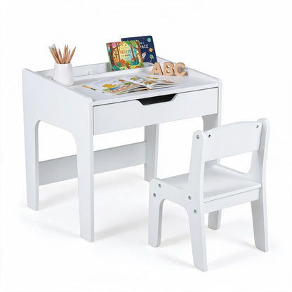 Wooden Kids Desk and Chair Set for Reading Drawing Playing-Natural