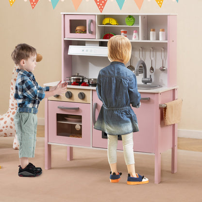 Wooden Pretend Play Kitchen Set for Toddlers-Gray