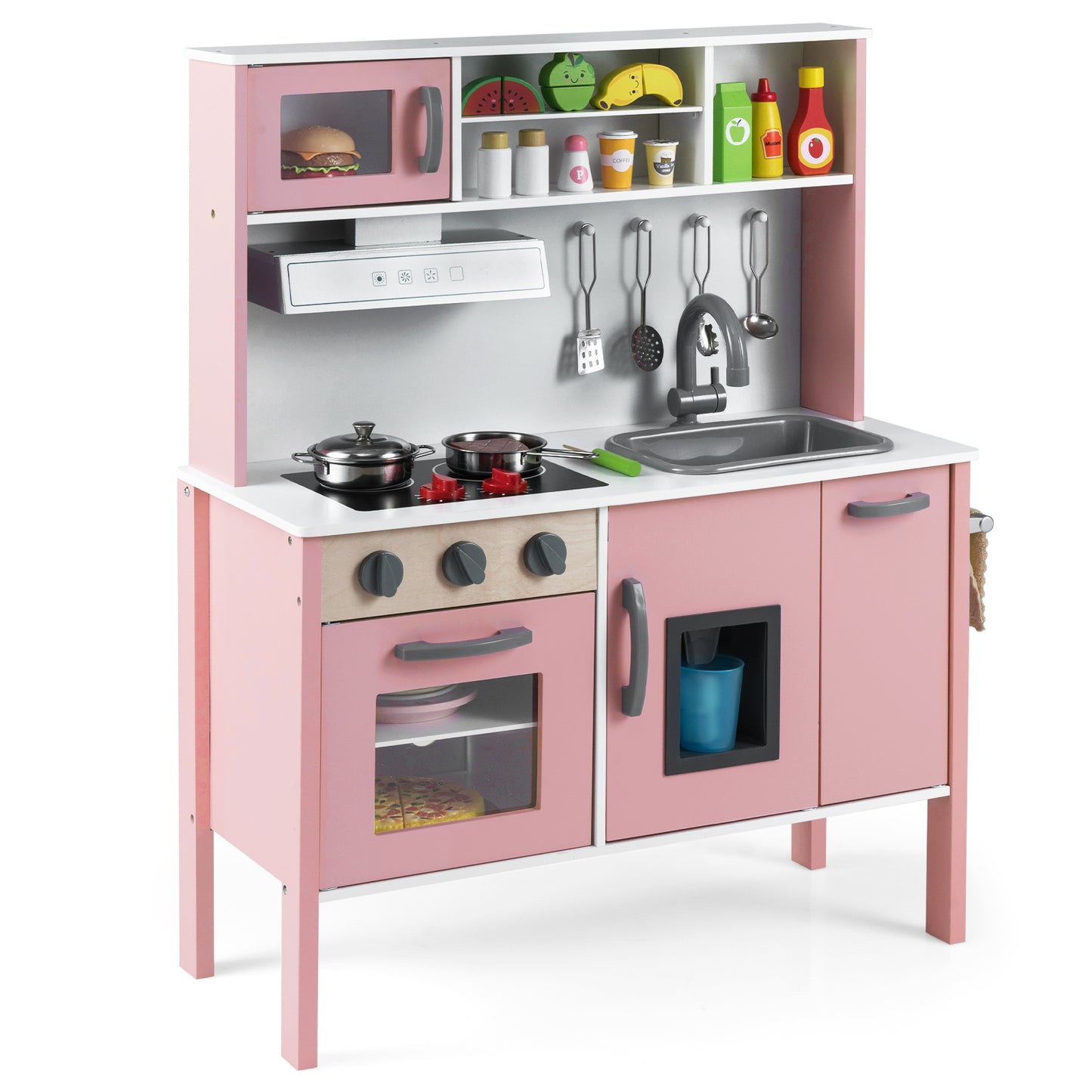 Wooden Pretend Play Kitchen Set for Toddlers-Gray