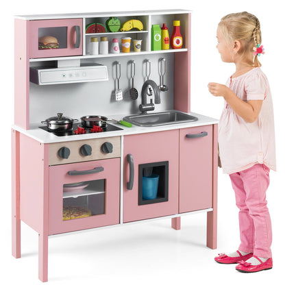 Wooden Pretend Play Kitchen Set for Toddlers-Gray