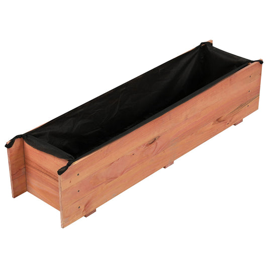 Wooden Raised Garden Bed with Drainage Holes and Liner Elevated Rectangular Planter Box-Orange