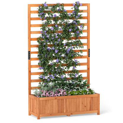 Wooden Raised Garden Bed 59 Inch Tall Elevated Planter Box with Vertical Trellis-Orange