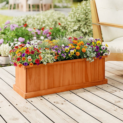 Wooden Raised Garden Bed with Drainage Holes and Liner Solid Fir Wood Planter Box-M