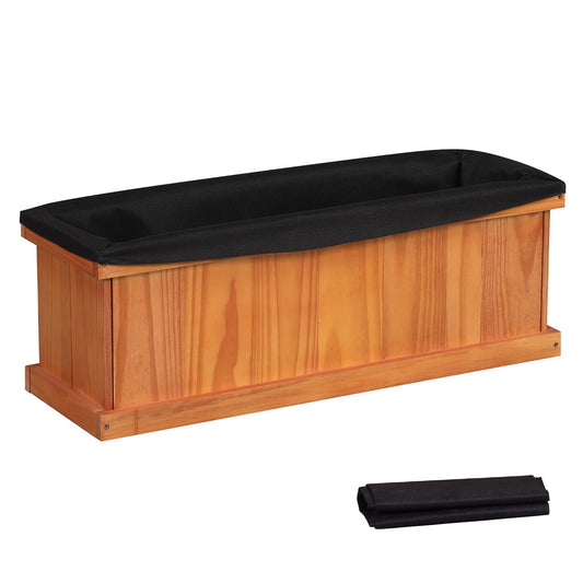 Wooden Raised Garden Bed with Drainage Holes and Liner Solid Fir Wood Planter Box-M