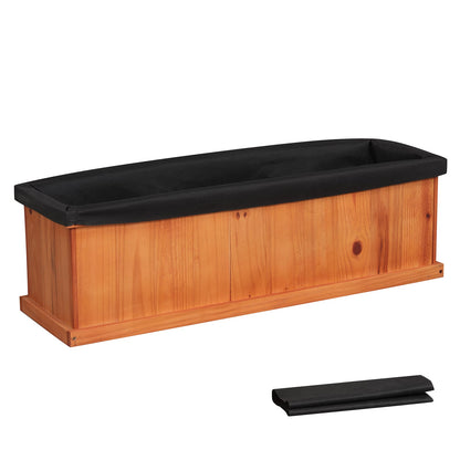 Wooden Raised Garden Bed with Drainage Holes and Liner Solid Fir Wood Planter Box-M