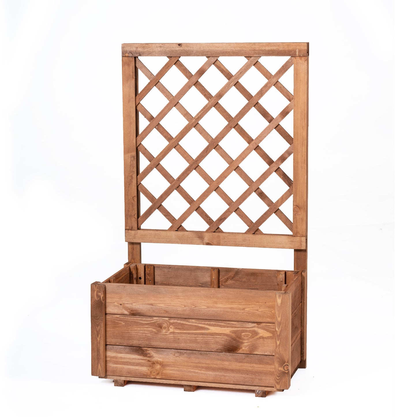 Raised Garden Bed Wooden Elevated Planter Box with Lattice Trellis-S