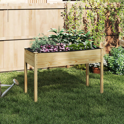 Wooden raised vegetable garden bed by Wilsons Home Store, natural outdoor planter for growing vegetables.