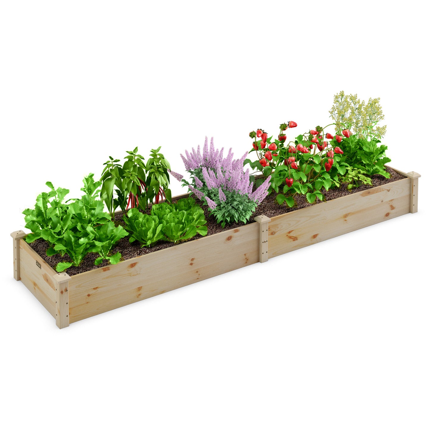Wooden vegetable raised garden bed for outdoor use, ideal for backyard, patio, or balcony gardening.