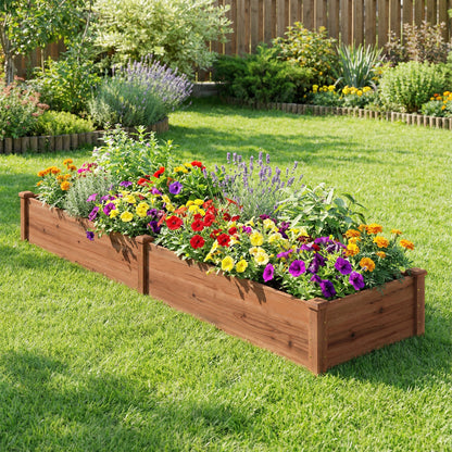 Wooden Vegetable Raised Garden Bed for Backyard Balcony Patio-Brown