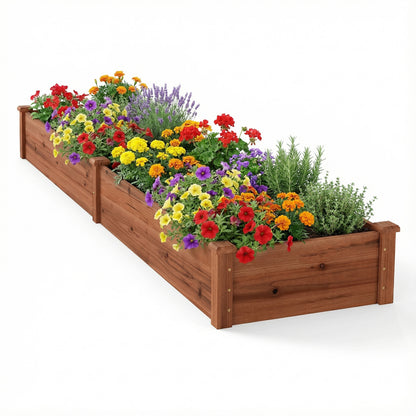 Wooden Vegetable Raised Garden Bed for Backyard Balcony Patio-Brown