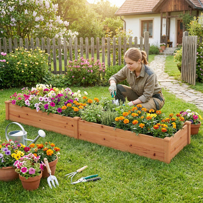 Wooden Vegetable Raised Garden Bed for Backyard Balcony Patio-Brown