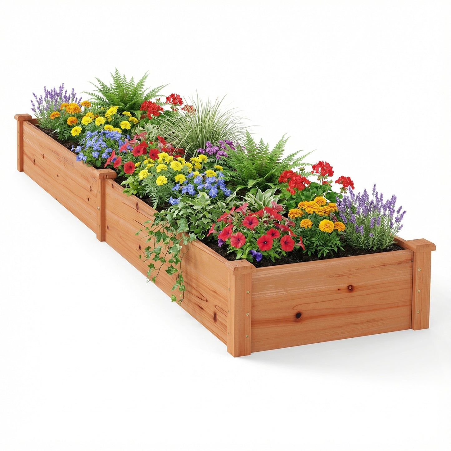 Wooden Vegetable Raised Garden Bed for Backyard Balcony Patio-Brown