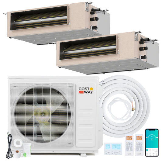 X-Pro 27000 BTU 2-zone mini split air conditioner by Wilsons Home Store, concealed ducted design, 24 SEER2 energy efficiency