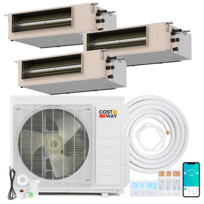 X-Pro 27000 BTU 3 Zone 24 SEER2 Concealed Ducted Mini Split AC-9K + 9K + 9K