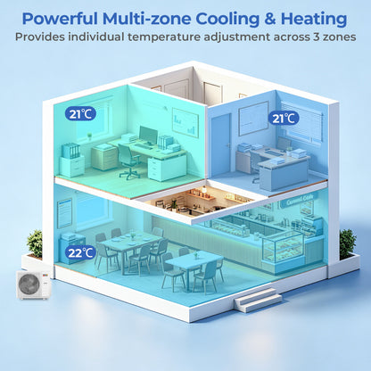 X-Pro 27000 BTU 3 Zone 24 SEER2 Ceiling Cassette Mini Split AC-9K + 9K + 9K