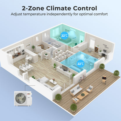 X-Pro 35000 BTU 2 Zone 22.5 SEER2 Mini Split AC with Heat Pump-24K + 24K