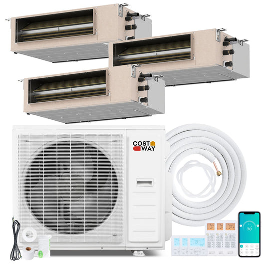 X-Pro 35000 BTU 3 Zone 22.5 SEER2 Concealed Ducted Mini Split AC-9K + 12K + 18K