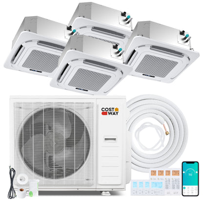 X-Pro 35000 BTU 4 Zone 22.5 SEER2 Ceiling Cassette Mini Split AC-9K + 9K + 9K + 12K