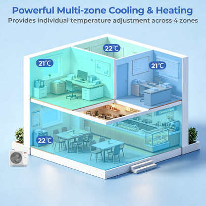 X-Pro 35000 BTU 4 Zone 22.5 SEER2 Ceiling Cassette Mini Split AC-9K + 9K + 9K + 12K