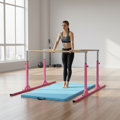 Yoga Set: 4-Panel Gymnastics Mat + Gymnastic Training Parallel Bars